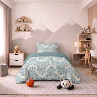 Kids Easy Dekbed Zonder Overtrek - Curvy Lines Kids Print 140x200 Cm Fresh And Co - Dekbed-Discounter.nl