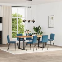 Eetkamerstoelen 6 st fluweel blauw