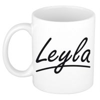 Naam cadeau mok / beker Leyla met sierlijke letters 300 ml