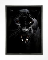Urban Cotton Wandkleed 'Rawr Panther' 110 x 145cm in Floating Frame - black