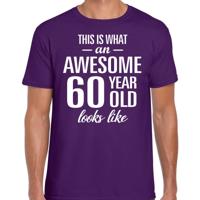 Awesome 60 year - geweldige 60 jaar cadeau t-shirt - paars - voor heren - Verjaardag cadeau