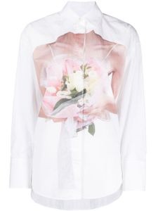 MSGM robe-chemise en popeline - Blanc