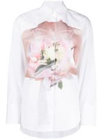 MSGM robe-chemise en popeline - Blanc