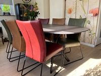 Set van 6 leren eetkamerstoelen - met designpoot - verschillende kleuren leer - Echt leer, Industrieel, ontdek de vele Leersoorten en Kleuren bij ShopX