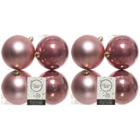 8x Kunststof kerstballen glanzend/mat oud roze 10 cm kerstboom versiering/decoratie   -