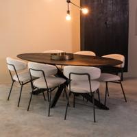 LABEL51 Ovale Eettafel 'James' Mangohout, 210 x 100cm, kleur Zwart