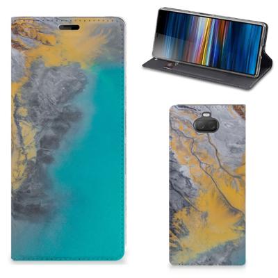 Sony Xperia 10 Plus | Standcase | Marble Blue Gold