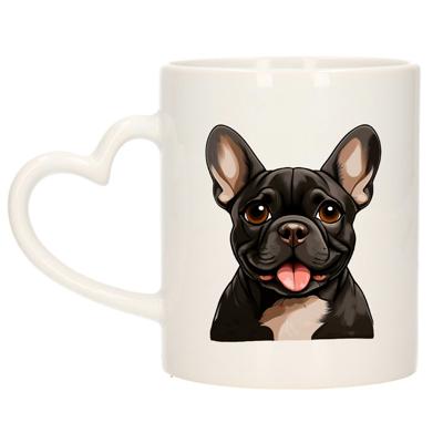 Cadeau mok voor honden liefhebbers - Franse Buldog - hartje - Cartoon - keramiek - 300 ml Cadeau mok voor honden liefhebbers - Franse Buldog - hartje - Cartoon - keramiek - 300 ml