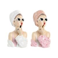 Decoratieve figuren Home ESPRIT Wit Roze Vrouw 15,5 X 15 X 27 CM (2 Stuks)