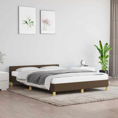 Bedframe zonder matras stof donkerbruin 140x190 cm