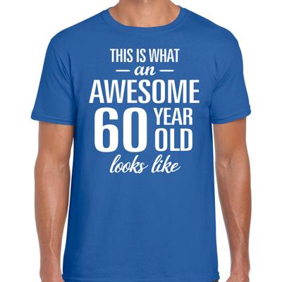 Awesome 60 year - geweldige 60 jaar cadeau t-shirt - blauw - voor heren - Verjaardag cadeau