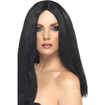 Verkleed pruik - zwart haar - dames - stijl haar - damespruik - verkleedaccessoires