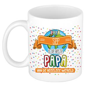 Naam mok papa Sep - wit - de beste - keramiek - 300 ml - Vaderdag/verjaardag