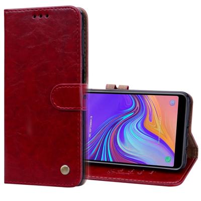Business stijl olie Wax textuur horizontale Flip lederen case voor Galaxy A7 (2018) met houder & kaartsleuven & portemonnee (rood)
