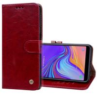 Business stijl olie Wax textuur horizontale Flip lederen case voor Galaxy A7 (2018) met houder & kaartsleuven & portemonnee (rood)