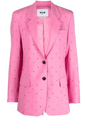 MSGM blazer boutonné à ornements en cristal - Rose