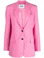 MSGM blazer boutonné à ornements en cristal - Rose