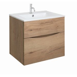 Crosswater Glide II Wastafelonderkast - 60x45x52cm - 2 lades - greeploos -Windsor Oak GL6000DWO+