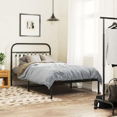 Bedframe met hoofdbord metaal zwart 100x190 cm