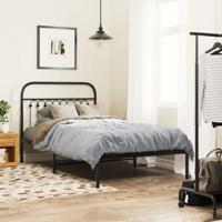 Bedframe met hoofdbord metaal zwart 100x190 cm - thumbnail