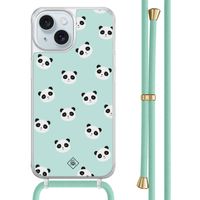 iPhone 15 hoesje met mint koord - Panda print