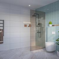Fortifura Galeria Inloopdouche - rook glas - 100x200cm - 8mm - nano - blind inbouw profiel SW797940 SW1102415
