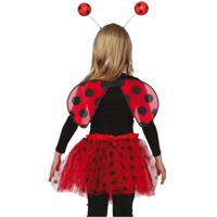 Lieveheersbeestje verkleed set - vleugels/rokje/diadeem - rood - kinderen - carnaval accessoires - thumbnail