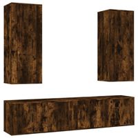 The Living Store Klassieke TV-Meubel Set - Gerookt Eiken - 2x 40x34.5x100cm - 1x 100x34.5x40cm - 2x 40x34.5x40cm