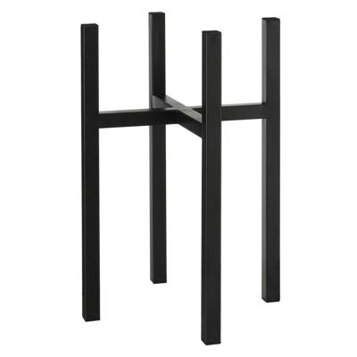 Mica Decorations - bloempot plantenpot standaard / verhoger - zwart - B34 x H50 cm - metaal