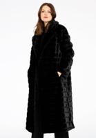 Yoek Mantel streep fur | Zwart | Maat 48