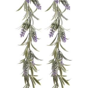 Decoris Lavendel Bloemen slinger - 2x stuks - Paars - kunstplanten - 80 cm