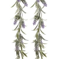 Decoris Lavendel Bloemen slinger - 2x stuks - Paars - kunstplanten - 80 cm