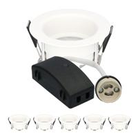 Set van 6 Rio - LED Inbouwspots - Armatuur - Diameter 85mm - GU10 Fitting incl. lamphouder - IP65 voor badkamer en buiten - Rond - Wit