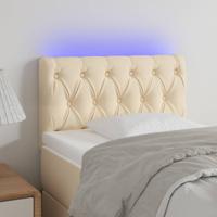Hoofdbord LED 80x7x78/88 cm stof crèmekleurig