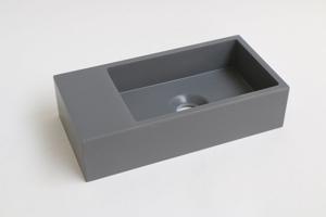 INK Versus quartz fontein zonder kraangat met afzetplateau links 36 x 9 x 18 cm, quartz grijs
