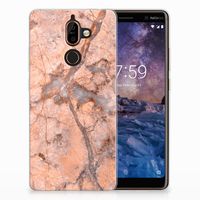 Nokia 7 Plus TPU Siliconen Hoesje Marmer Oranje - thumbnail