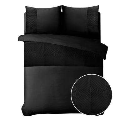 Dekbedovertrek Embossed Berlin - Eenpersoons (140x200 cm) - Zwart Microvezel - Dessin: Effen - Sleeptime Elegance - Dekbed-Discounter.nl