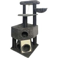 GUILY Donkergrijze kattenboom - 50 x 50 x 141 cm - Donkergrijs - 2 platforms, 1 zitstok, 1 hut, 1 helling, 1 tunnel