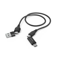 Hama LAAD/SYNCHROKABEL 4 IN 1 MET USB TYPE-C/MICRO USB/USB-A 1.5M Oplader Zwart - thumbnail