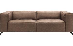 Goossens Bank Calvin bruin, micro leer, 3,5-zits, modern design