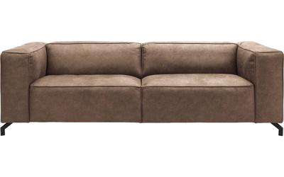 Goossens Bank Calvin bruin, micro leer, 3,5-zits, modern design