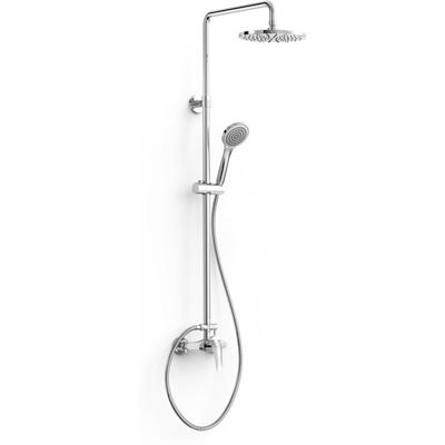 Regendouche set Tres Base Plus | Opbouw | Mengkraan | 2-weg | Rond | Chroom