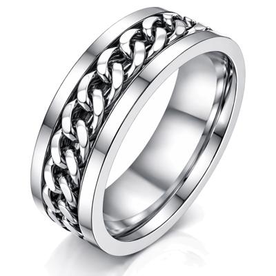 Stalen herenring met Cubaanse ketting Zilver-20mm