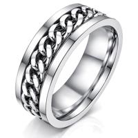 Stalen herenring met Cubaanse ketting Zilver-20mm