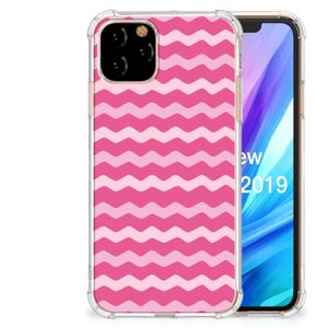 Apple iPhone 11 Pro Doorzichtige Silicone Hoesje Waves Pink