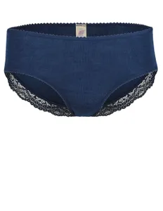 Dames Slip met Kant Zijde Wol Engel Natur, Kleur Navy blauw, Maat 46/48 - Extra Large