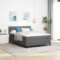Boxspringbed Lichtgrijs en wit. 160 x 200 cm Katoen Stof