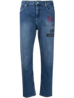 Love Moschino jean droit à logo imprimé - Bleu