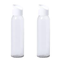 Glazen waterfles/drinkfles met schroefdop - 2x - transparant - 470 ml - Sportfles - Bidon