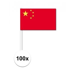100x China decoratie papieren zwaaivlaggetjes   -